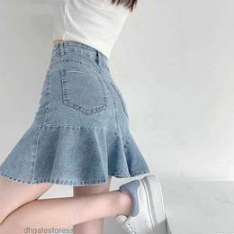 Skirts LKSK Womens Denim Retro Washed Summer Korean Street Style Speaker Design Harajuku Short Skirt Mini