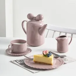 Teaware Sets Nordic Instagram Porcelain Coffee Cup Set Amazon Creative Flower Tea Plate Dessert Sugar Canister Afternoon