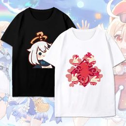 Genshin Impact Anime T-shirt Game Surrounding Keli Carved Clear Character Cos Impression Short Sleeved T-shirt Men's and Women's Round Neck Shirt