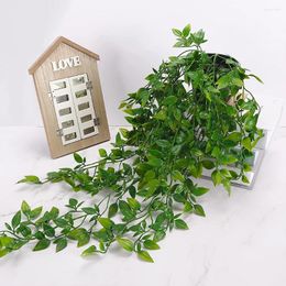 Decorative Flowers Artificial Vines Plants Outdoor Plastic Creeper Green Ivy Wall Hanging Branch For Home Garden Wedding Decor