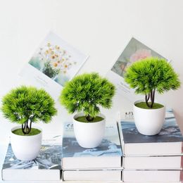 Decorative Flowers 17x21cm Green Grass Ball Small Tree Plants Bonsai Home Garden Bedroom Living Room Decoration Fake DIY Flower Arrangement