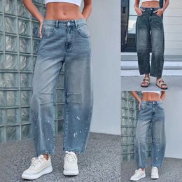 Women's Jeans Mid Waist Wide Leg For Women Spring Summer Oversized Cropped Denim Pants Pockets Baggy Fashion Y2k Girls Streetwear