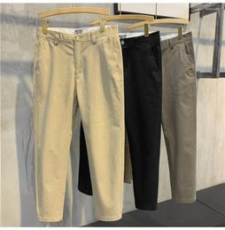 Mens Pants 2024 Spring Autumn Casual Men Classic Style Fashion Business Slim Fit Straight Solid Colour Ankle-length Trousers