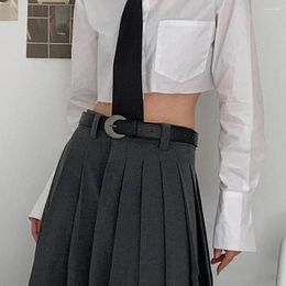 Belts Koorean Style PU Leather Trouser Decoration Wide Side Moon Waist Women Waistbands Dress Men