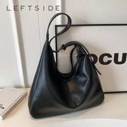 LEFTSIDE Big PU Leather Shoulder Bag for Women Fashion Trend Designer Female Soft High-capacity Handbags Tote Bags 240322