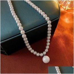 Pendant Necklaces Stringed Pearls Geometric Choker Necklace French Style All-Matching Clavicle Chain Women Drop Delivery Jewelry Penda Dhqcs