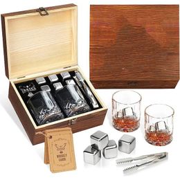 Wine Glasses 2 Pcs Old Fashioned Whiskey Glass Cup With Stone And Wooden Gift Box For Dad