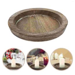Candle Holders Whitewashed Round Decorative Wood Tray Wooden Serving Platter Holder Table Decoration 205cm Support For Candles