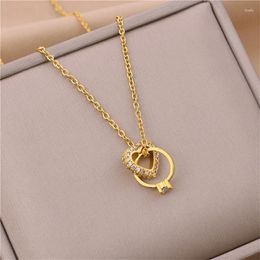 Pendant Necklaces Design Sense Love Heart Ring Cross Stainless Steel For Women Korean Fashion Sweet Sexy Wedding Jewellery