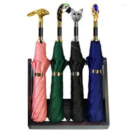 Decorative Figurines Bifold Animal Handle Creative Umbrella Automatic UV Protection Rain Or Sunscreen Male And Female Two Fold