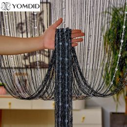 Curtains YOMDID Crystal Beaded String Curtain 1X2 M Tassel Screen Door Curtain for Salon Wedding Party Decoration Living Room Divider