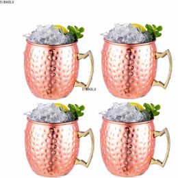 Tools 1/ 4 Pieces 550ml 18 Ounces Moscow Mule Mug Stainless Steel Hammered Copper Plated Beer Cup Coffee Cup Bar Drinkware