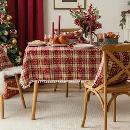 Table Cloth Red Christmas Tablecloths For Rectangle Tables With Tassel Decorative Holiday Plaid Cover Festive Dining Room