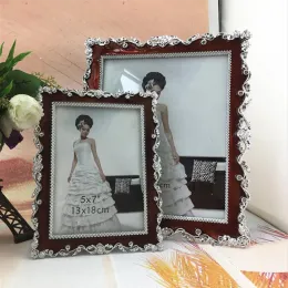 Frame European Style Metal Photo Frame Floral Creative Enamel Photo Frame Display Home Art Decor Wedding Birthday Gifts