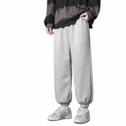 korean Style Fi Sweatpants New Summer Spring Light Grey Baggy Wide-Leg Pants Straight-Leg Casual Tie Feet Trousers Male r7vu#