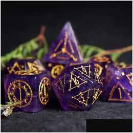 Other Beads Red Dnd Dice Set Cthhu Polyhedral Handmade Engraved Magic Energy Arabesque For D Rpg Board Table Games Giftother Drop Del Dhvl9