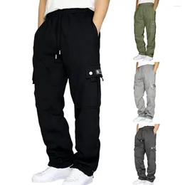 Men's Pants Men Trousers Breathable Sport With Drawstring Waist For Gym Training Jogging Loose Fit Solid Colour Elastic