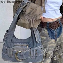 Factory Direct Store Handbag Free Shipping 2024 Underarm Shoulder Bag Y2k Spicy Girl Cowboy Canvas Large Capacity Commuter Crossbody Motorcycle Women