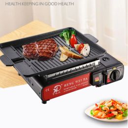 Grills Hot 32 X 26cm Medical Stone Barbecue Frying Grill Pan Rectangle NonStick Grill Cookware Korean BBQ Tray Barbecue Plate Black