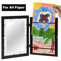 Frame Original Wooden Art Picture Frame for A4 Magnetic Front Opening Changeable Photo Frames Display Kids Children Artwork Drawing