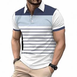 fi Stripe Print Polo T Shirt For Men Outdoor Sports Golf Wear Summer Casual Lapel Butt Shirts Oversized Short Sleeve Tops y5A7#