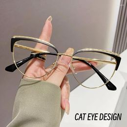 Sunglasses Unisex Metal Cat Eye Computer Glasses Ultra Light Blue Blocking Eyewear Vintage Fashion Plain Eyeglasses