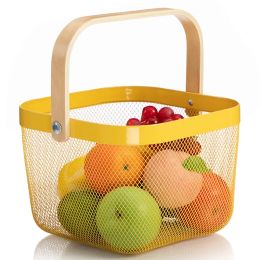 Baskets Fruit Basket Ruisha To Wooden Handle Carrying Factory Wholesale White Wire Small Basket Storage Wire Mesh Basket