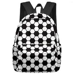 Backpack Football Black And White Geometric Backpacks Teenagers Student School Bags Laptop Men Women Female Travel Mochila