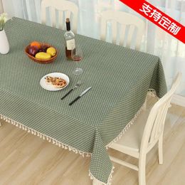 Table Cloth Cotton And Linen Small Fresh Round Desk Coffee Simple Stripes Suitable For Living Room Decoration