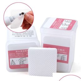 False Eyelashes 200/400Pcs Eyelash Extension Glue Cleaning Pads Grafting Non-Woven Lint- Cotton Paper Wipes Makeup Drop Delivery Healt Dh6Tu