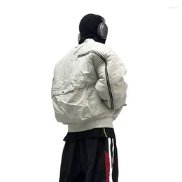 Men's Jackets Clothes Woman Techwear Style White Large Pocket Cotton Jacket Loose Double-Sided Thickened Bomber Coat