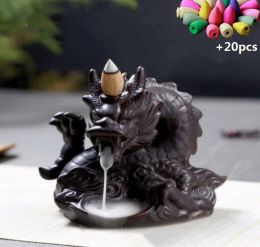 Burners Traditional Chinese Dragon Incense Holder Porcelain Backflow Incense Burner Smoke View Cool Incense Burners Home Decor