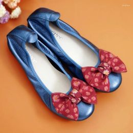 Casual Shoes Classics Ballet Flats Women 2024 Spring Loafers Genuine Leather Lady Fashion Design Bowknot Summer For Woman