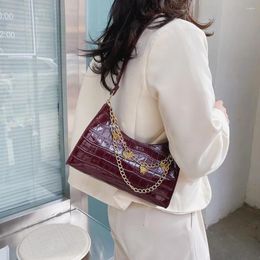 Bag 2024 For Retro Women Chain Alligator Pattern PU Shoulder Solid Color Handbags Female Exquisite Small Bags Clutch