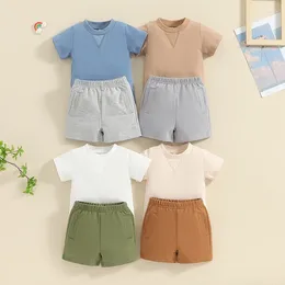 Clothing Sets 0-3Y Baby Boys Summer Shorts Outfits Solid Colour Short Sleeve T-shirt Tops And Pants Toddler Kids Casual Clothes