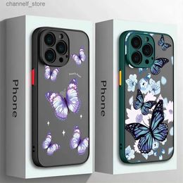 Cell Phone Cases INS Retro Beautiful Butterfly Phone Case For Samsung S23 S22 S21 S20 S10 FE Note2010 Plus Ultra Lite 5G Matt Transparent CoverY240325