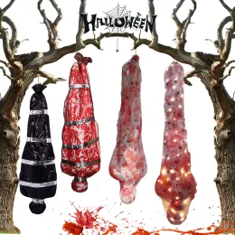 Decoration 59inch Halloween Corpse Props Set Outdoor Yard Creepy Shroud Decoration Horror Bloody Body Bag Haunted House Hanging Decorations