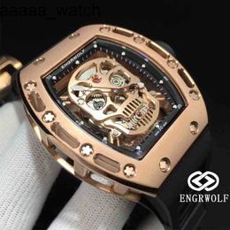 Luxury Mens Mechanical Watches RichardMill Wristwatch Engrwolf Rms052 Series 2824 Automatic Mechanical Rose Gold Tape