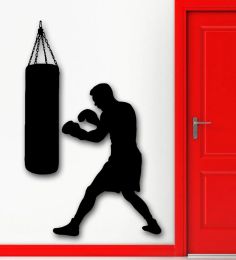 Stickers Free Shipping Boxing Boxer Sports Wall Decal Punching Bag Martial Sports Wall Sticker Vinyl Art MuraL KW3343