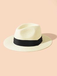 Wide Brim Hats Bucket Hats Summer Hat Panama Straw Hat UK Top Hat Mens and Womens Folding Sun Sunshade Beach Hat Sun Protective Hat J240325