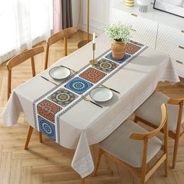 Table Cloth Bohemian Style Printed Tabletop Cover With Rectangular Decorative Tablecloth Waterproof Oxford Cover.