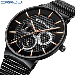 Men Watches CRRJU Luxury Famous Top Brand Men's Fashion Casual Dress Watch Military Quartz Wristwatches Relogio Masculino Saa286T