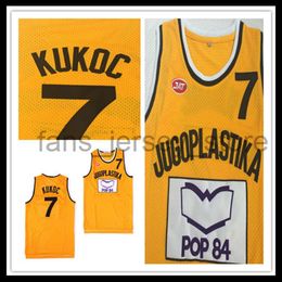 Cheap Mens 7 Toni Kukoc Jersey Jugoplastika Split The movie Basketball Jerseys Stitched Team Yellow Mix Order Size S-XXL