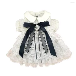 Dog Apparel Dress Lace Rim Big Bow Faux Pearl Design French Style INS Sweet Puppy Princess Birthday Celebrate Skirt