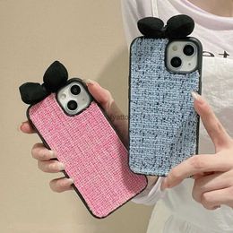 Cell Phone Cases Japan Korean Winter Plush Braid Bow Soft Phone Case For iPhone 15 13 12 11 14 Pro Max Lovely Shockproof Bumper Protection Cover H240326