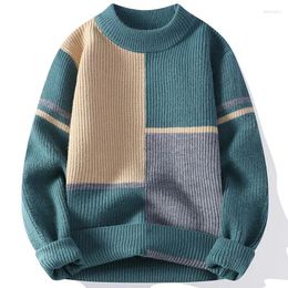 Men's Sweaters Men Winter Round Neck Sweater Comfortable Patchwork Pullovers Fashion Couples Oversize Knitwear Street Style Clothing D53