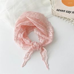 Scarves Triangle Lace Face Hair Head Wrap Scarf Women Accessories Neck Decoration Neckwear Handkerchief Headband Shawl White INS