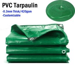 Nets 0.3mm Green PVC Coated Tarpaulin Rainproof Cloth Boat Truck Car Canopy Waterproof Tarp Cover Garden Awning Waterproof Cloth