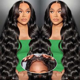Joywide and Go Plucked Pre Cut 5x5 Hd Lace Closure 24 Inch Body Wave Human Hair 180 Density Ready to Wear Glueless Wigs for Beginners