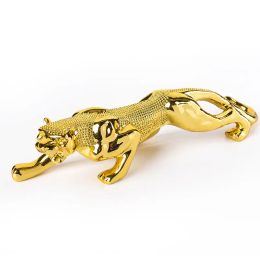 Sculptures Home Decor Leopard Figurine Resin Animal Panther Statue Car/ Office Room Decor Art Crafts Sculpture Mascot Ornament